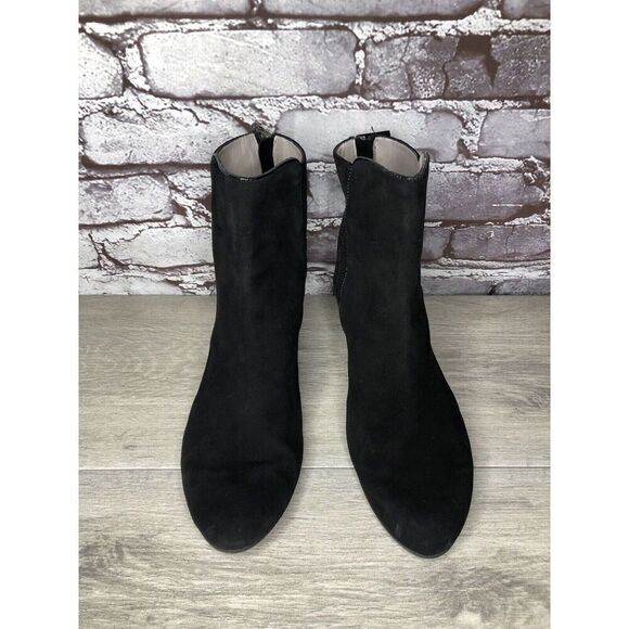 Aquatalia Black Suede Leather Wedge Back Zipper Booties Women’s Sz 8M US/38.5EU - Picture 16 of 16